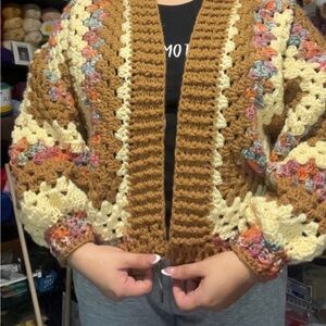 Multicolor Crochet Cardigan Sweater